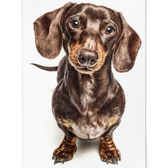 Watercolor Dachshund Dog Portrait Art Print – Unframed Fine Art Poster - Picture 2 of 5